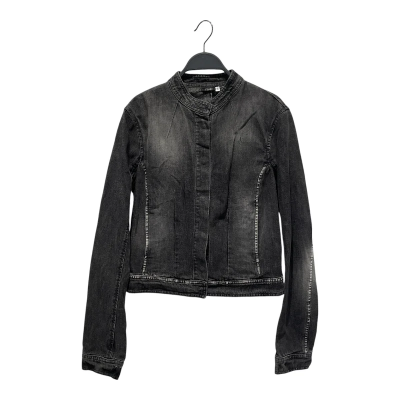 Leather Patch Embellished Men's JeansFerre/Denim Jkt/L/Denim/BLK/