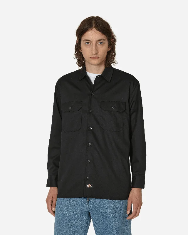 Men's Performance Fabric Shirts for All-Day ComfortWork Longsleeve Shirt Black
