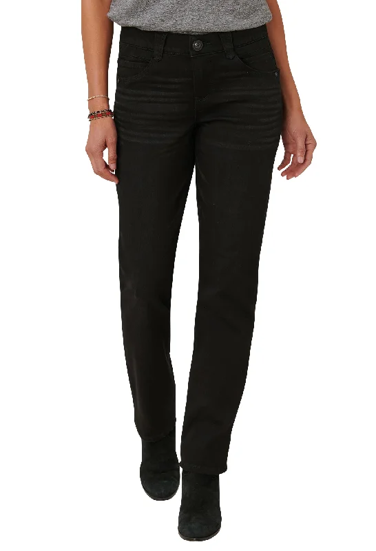 Mid-Waisted Men's Jeans"Ab"solution Black Denim Straight Leg Jeans