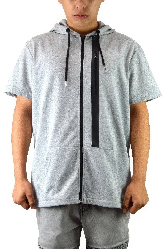 Men's Hoodies for RunningMen's Casual Short Sleeve Zip-up Hoodie Tops
