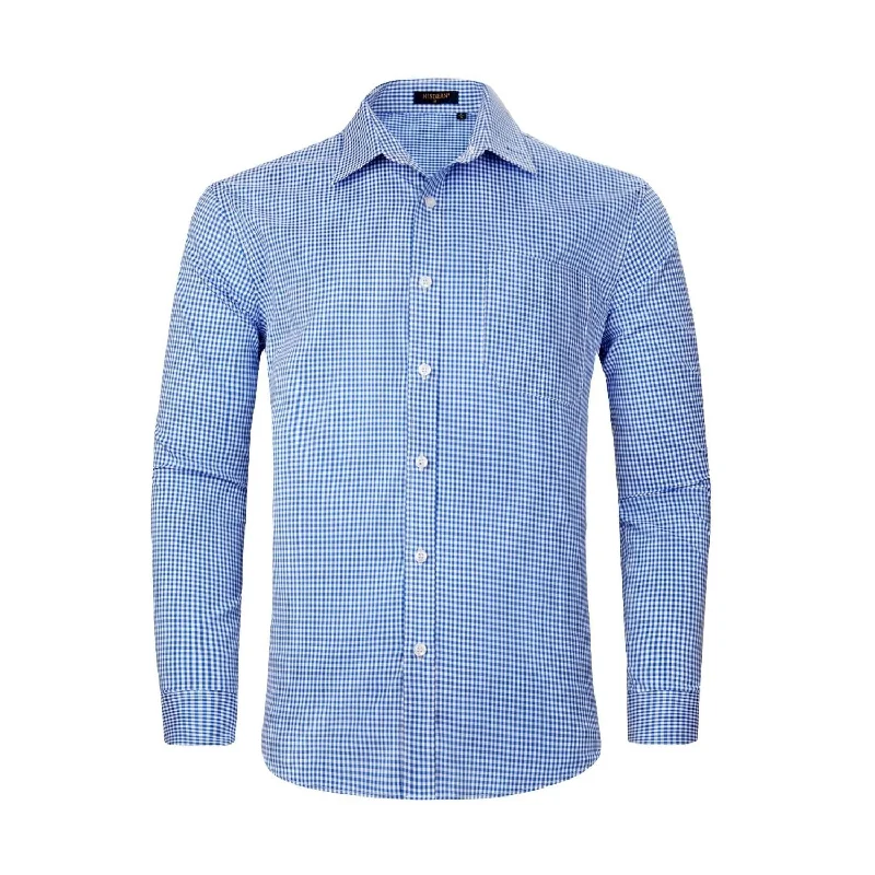 Men's Solid-Color Button-Down Shirts for VersatilityMen's Casual Long Sleeve Plaid Shirt - BLUE Men's Solid-Color Button-Down Shirts for VersatilityMen's Casual Long Sleeve Plaid Shirt - BLUE