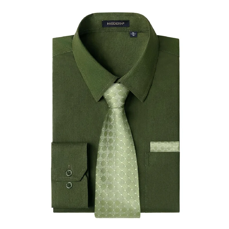 Lightweight Men's Poplin ShirtsMen's Shirt with Tie Handkerchief Set - EMERALD GREEN/SAGE TIE Lightweight Men's Poplin ShirtsMen's Shirt with Tie Handkerchief Set - EMERALD GREEN/SAGE TIE