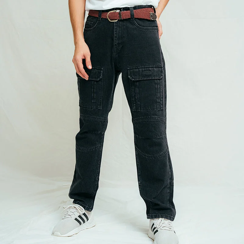 Leather Patch Men's JeansUtility cargo jeans