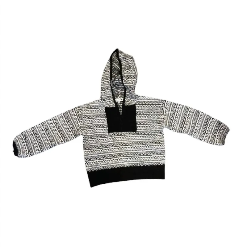 Men's Hoodies for Winter SportsBoy's Fairisle Hoodie In Black & White