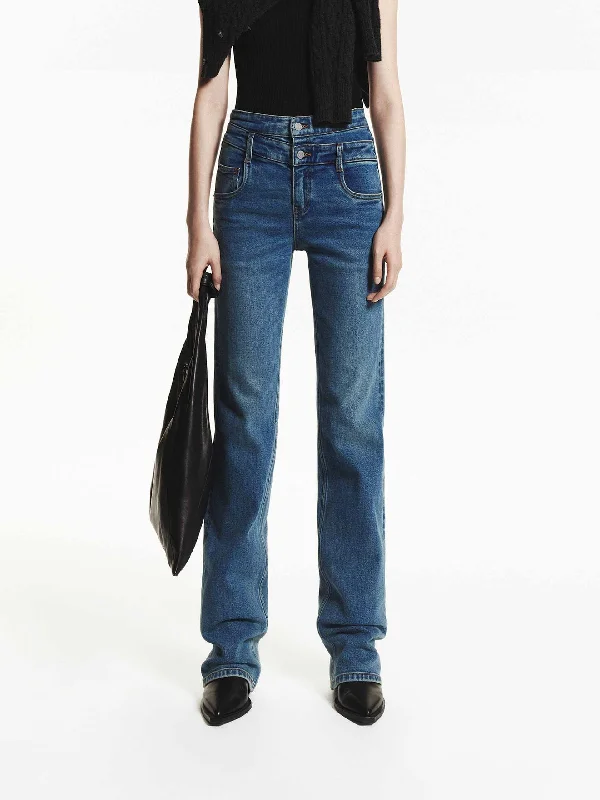 Flexible Stretch Men's JeansDouble Waist Straight Jeans