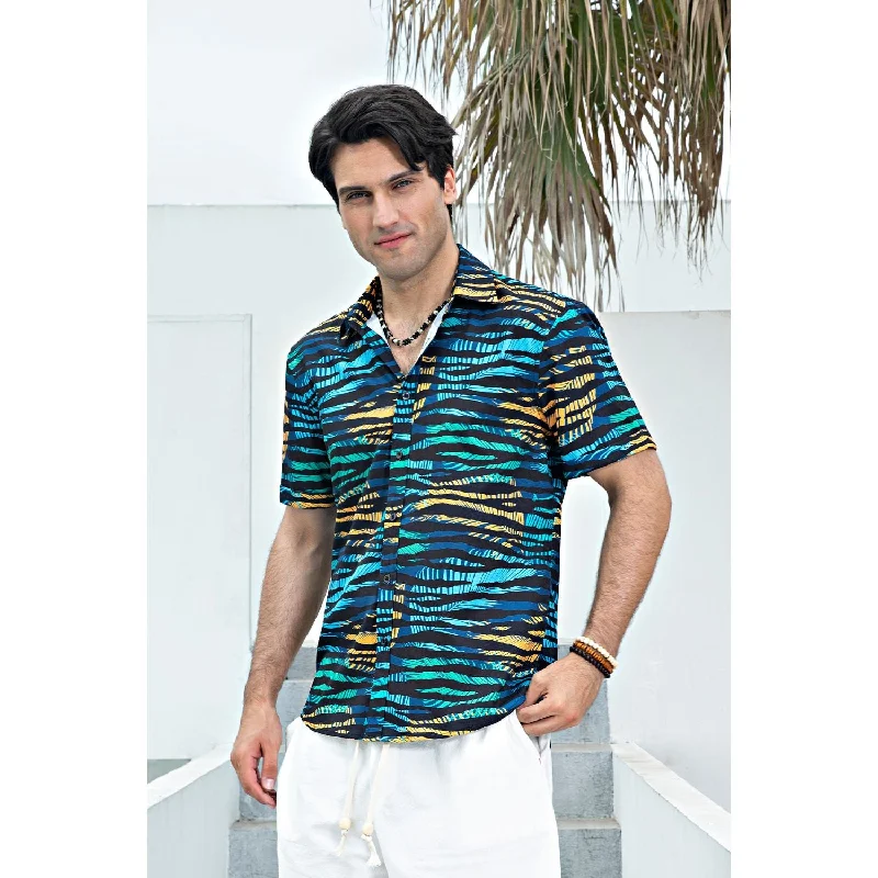 Men's Thermal Shirts for Winter WarmthHawaiian Tropical Shirts with Pocket - BLACK/BLUE Men's Thermal Shirts for Winter WarmthHawaiian Tropical Shirts with Pocket - BLACK/BLUE