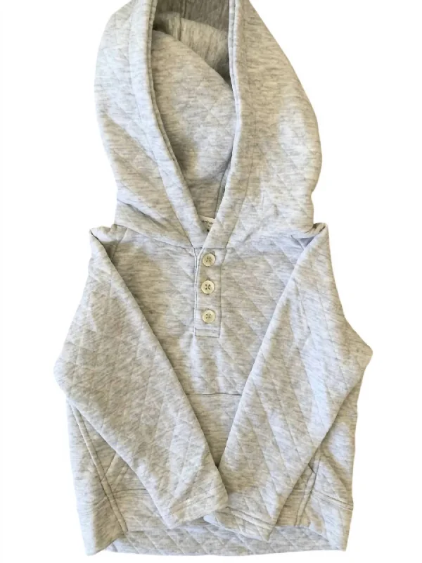 Men's Hoodies with Reinforced CuffsKids' Luxe Quilted Cotton Hoodie In Grey