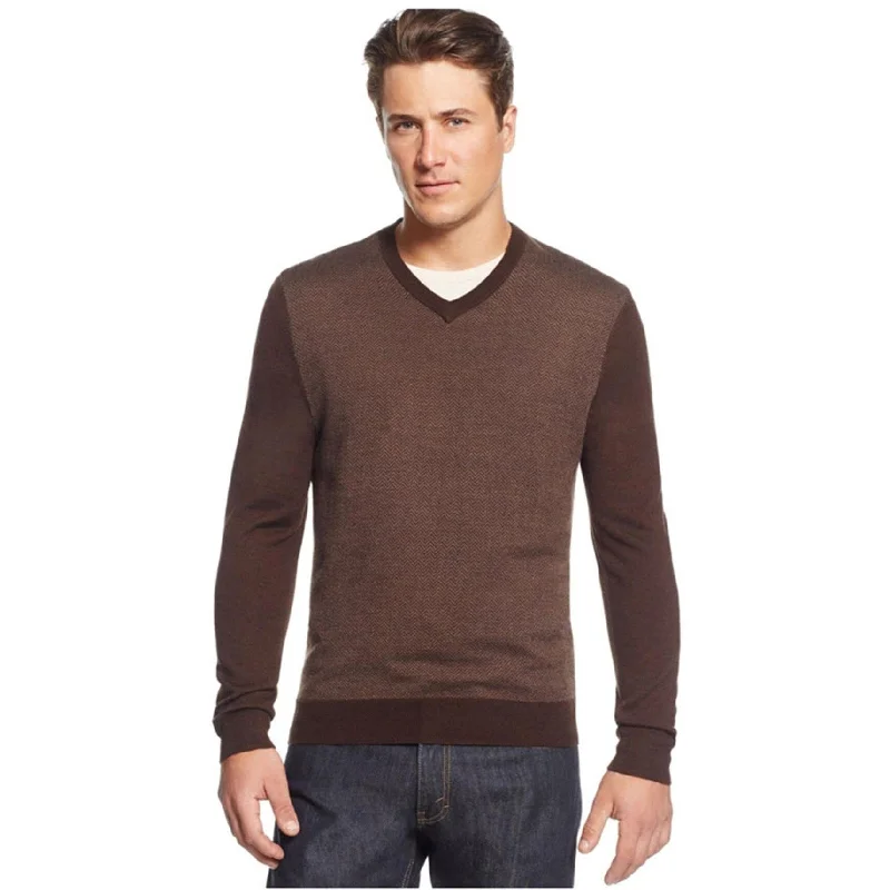 Fashionable Men's Crew-Neck SweatersClub Room Mens Merino Wool Herringbone Pullover Sweater Fashionable Men's Crew-Neck SweatersClub Room Mens Merino Wool Herringbone Pullover Sweater