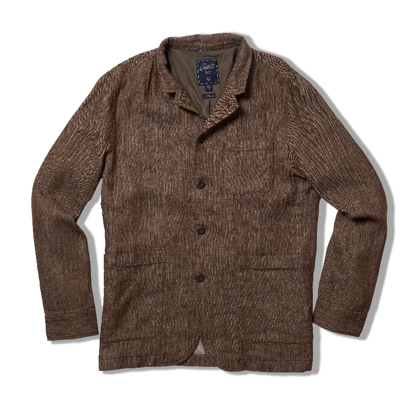 Albemarle Herringbone Industrial Jacket - Brown Herringbone