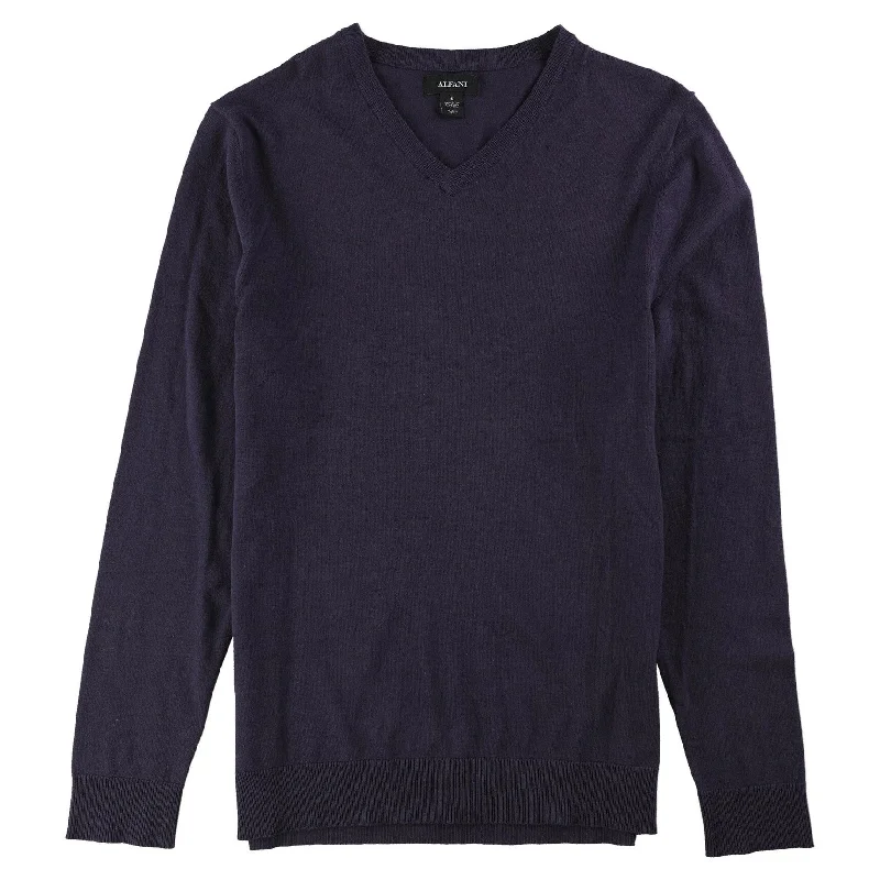 Men's Sweaters with Roll-Neck DesignsAlfani Mens V-Neck Pullover Sweater, Purple, Small