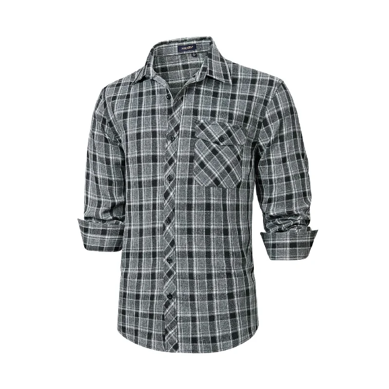 Men's Polo Shirts for Sports and Casual WearPlaid Men's Flannel Shirt With Pockets - Z-GREY BLACK Men's Polo Shirts for Sports and Casual WearPlaid Men's Flannel Shirt With Pockets - Z-GREY BLACK