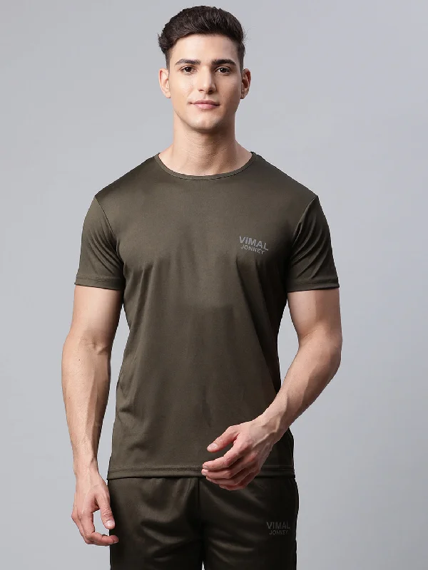 Men's Shirts for Beach OutingsMack Jonney Dryfit Solid Olive T-shirt for Men