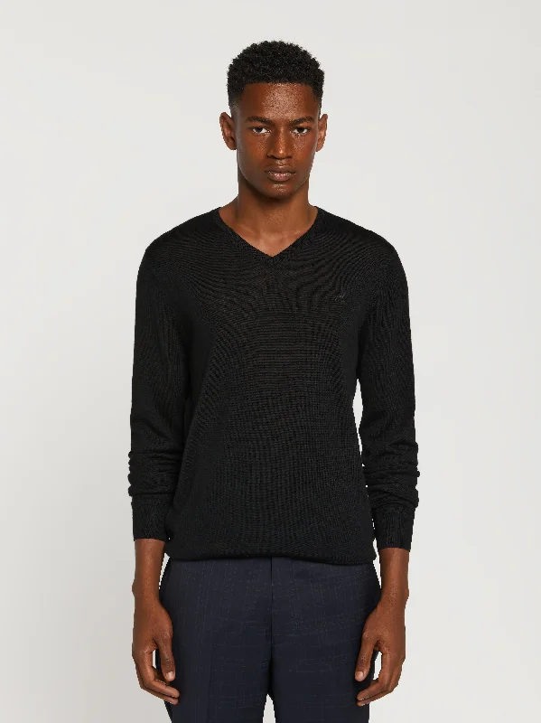 Men's Sweaters with Fold-Over CuffsExtra fine merino wool v-neck sweater