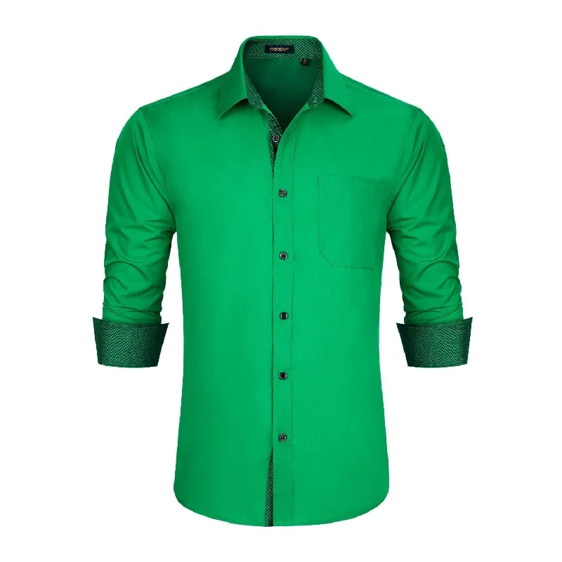 Men's Bamboo Fiber Shirts for Softness and BreathabilityMen's Patchwork Dress Shirt with Pocket - HUNTER GREEN Men's Bamboo Fiber Shirts for Softness and BreathabilityMen's Patchwork Dress Shirt with Pocket - HUNTER GREEN