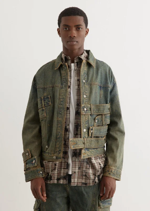 Durable Men's Car CoatsWaistbands Denim Jacket