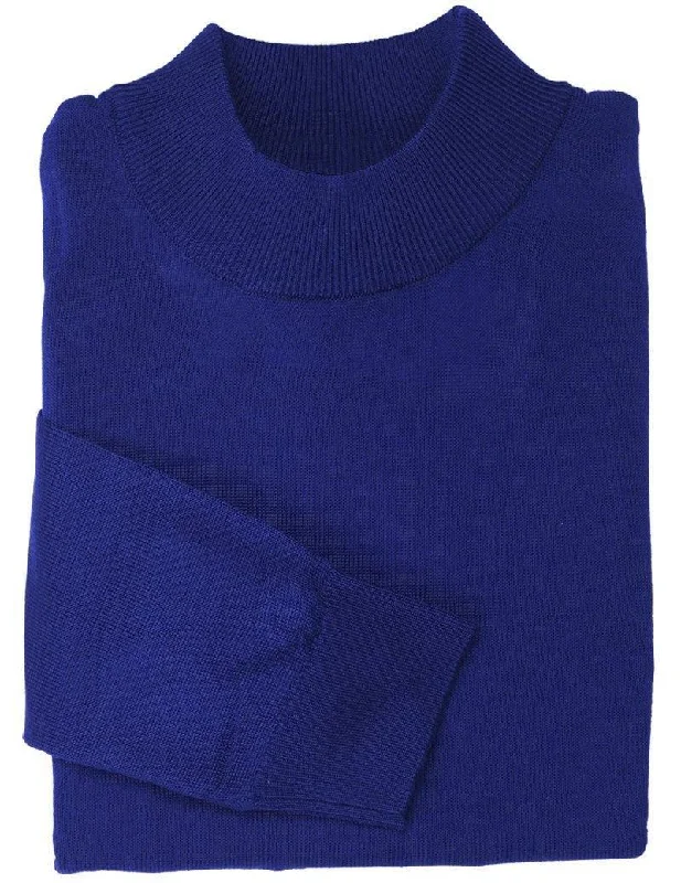 Men's Sweaters with Skinny FitsMock Neck Sweater Color Royal Blue