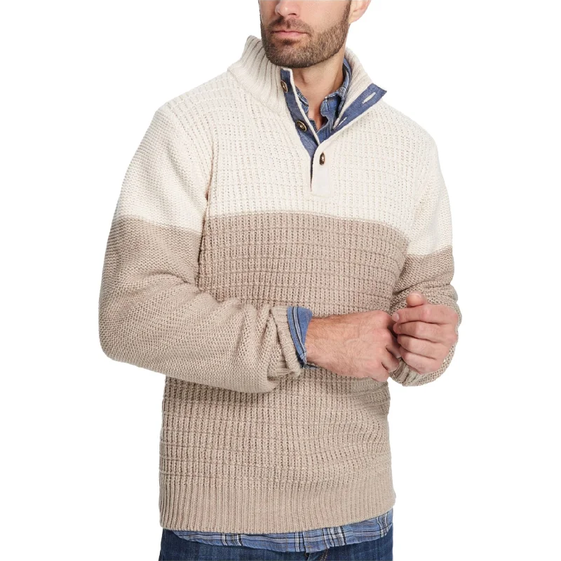 Men's Sweaters with Flat-Front DesignsWeatherproof Mens Textured Pullover Sweater, Beige, Small
