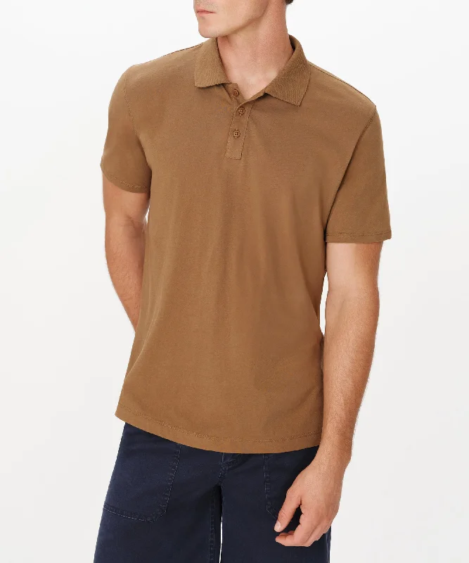 Elegant Men's Shawl-Collar SweatersClassic Jersey Short Sleeve Polo - Espresso