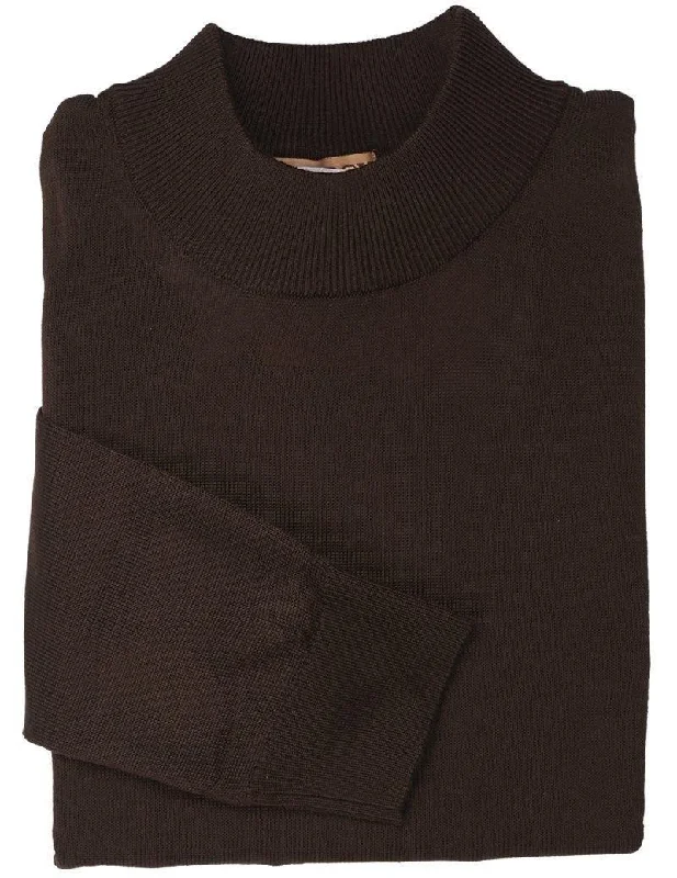 Cozy Men's Cable-Knit SweatersMock Neck Sweater Color Brown