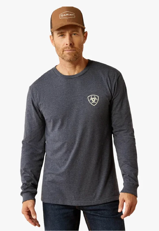 Men's Shirts with High NecksAriat Mens Saltillo Lockup Long Sleeve T-Shirt