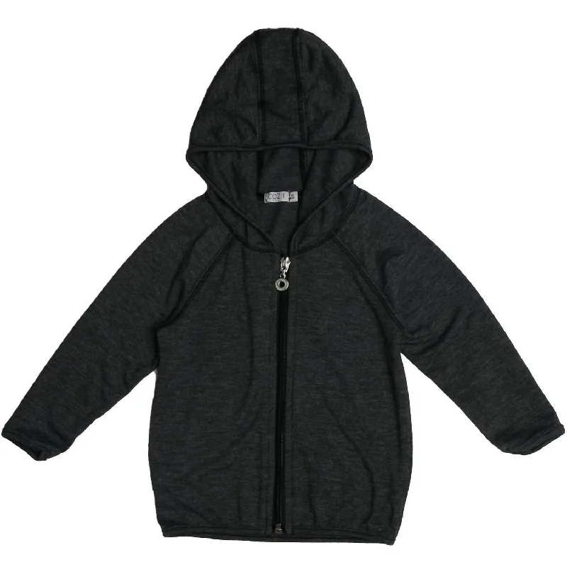 Men's Hoodies for BikingLong Sleeve Zip Hoodie With Binding Heather In Black