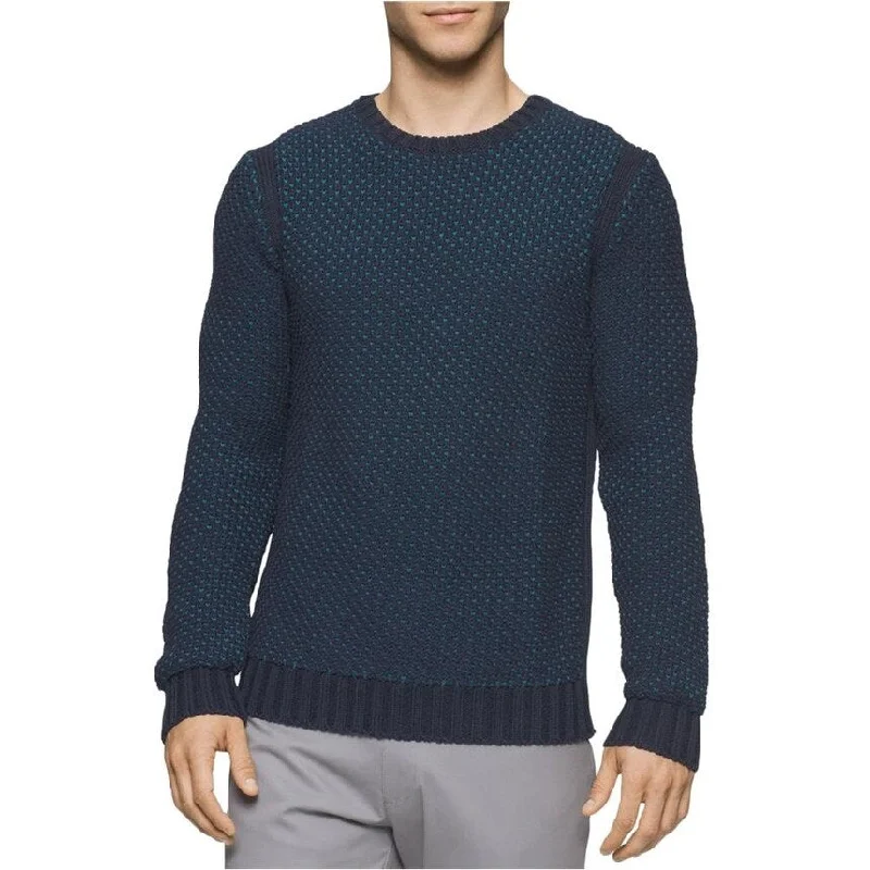Fashionable Men's Crew-Neck SweatersCalvin Klein Mens Textured Knit Sweater, Blue, XX-Large Fashionable Men's Crew-Neck SweatersCalvin Klein Mens Textured Knit Sweater, Blue, XX-Large