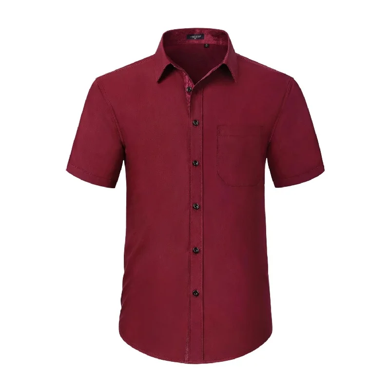 Men's Minimalist Shirts for a Clean LookMen's Short Sleeve Shirt with Pocket - B1-RED2 Men's Minimalist Shirts for a Clean LookMen's Short Sleeve Shirt with Pocket - B1-RED2
