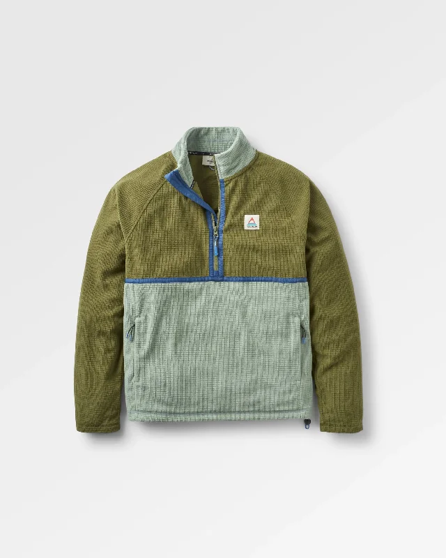 Men's Coats for Dressy OccasionsOverlook Recycled Grid Polar Fleece - Khaki/Pistachio