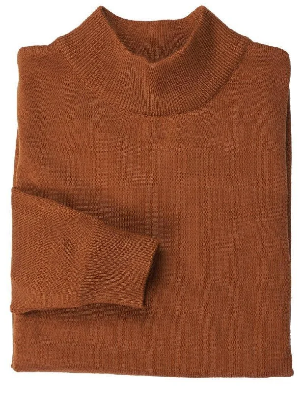 Men's Sweaters with A-Line ShapesMock Neck Sweater Color Rust