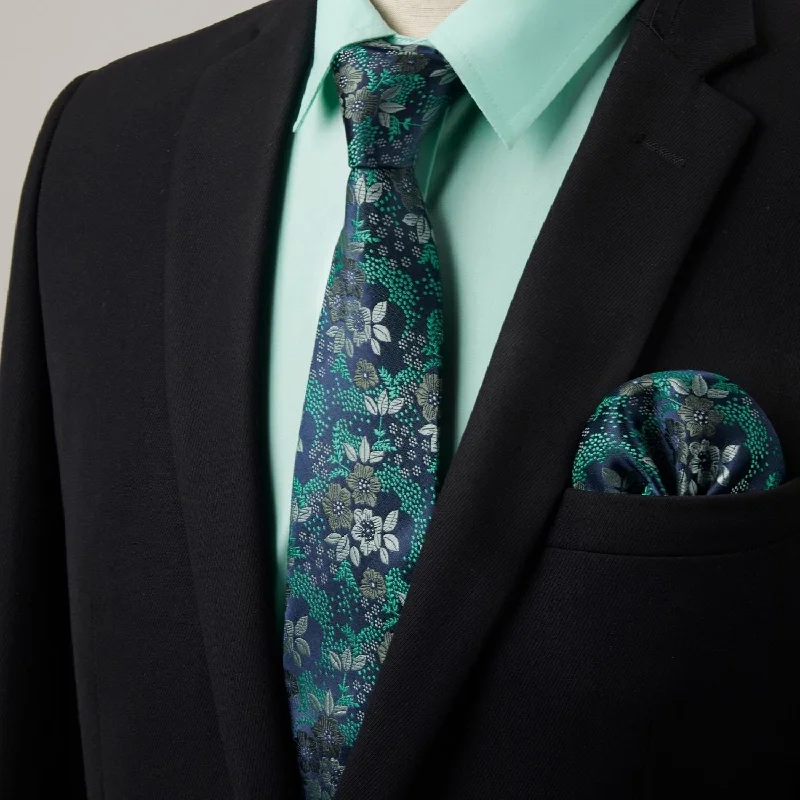 Men's Solid-Color Block Shirts for a Bold StatementMen's Shirt with Tie Handkerchief Set - 07-AQUA Men's Solid-Color Block Shirts for a Bold StatementMen's Shirt with Tie Handkerchief Set - 07-AQUA