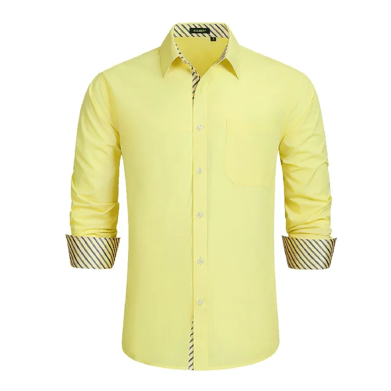 Men's Bamboo Fiber Shirts for Softness and BreathabilityMen's Patchwork Dress Shirt with Pocket - LIGHT YELLOW/STRIPED Men's Bamboo Fiber Shirts for Softness and BreathabilityMen's Patchwork Dress Shirt with Pocket - LIGHT YELLOW/STRIPED