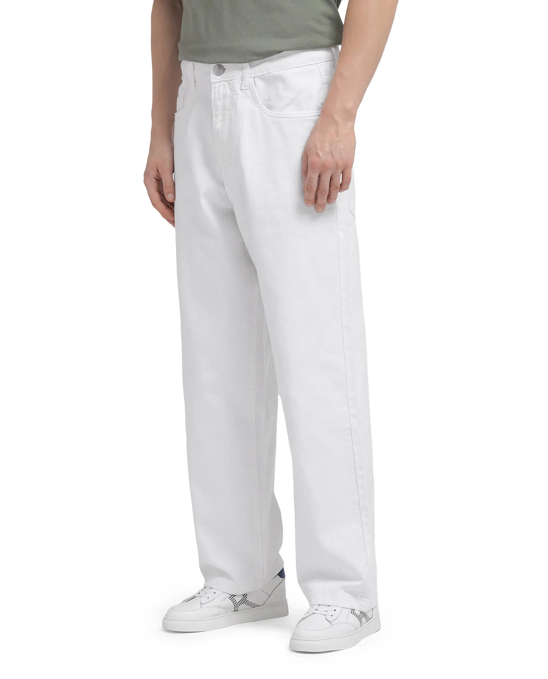 Men's Jeans for a Casual LookRare Rabbit Men Bron White Cotton Fabric Baggy Fit Dark Wash Plain Jeans Men's Jeans for a Casual LookRare Rabbit Men Bron White Cotton Fabric Baggy Fit Dark Wash Plain Jeans