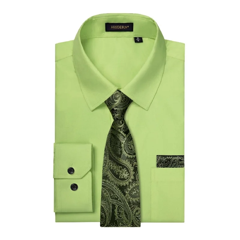 Comfortable Men's Flannel ShirtsMen's Shirt with Tie Handkerchief Set - LIGHT GREEN/BLACK Comfortable Men's Flannel ShirtsMen's Shirt with Tie Handkerchief Set - LIGHT GREEN/BLACK