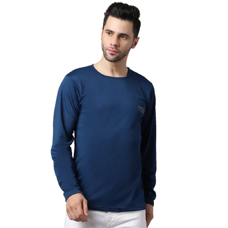 Men's Shirts with Antimicrobial TreatmentMack Jonney Dryfit Lycra Blue FullSleeve T-Shirt For Men