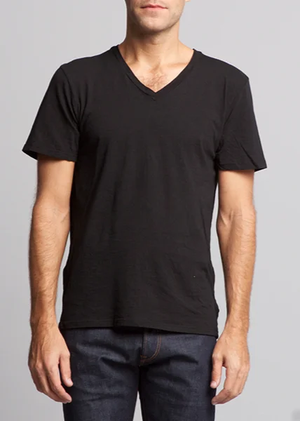 Light Wash Men's JeansBrooklyn Denim Co. Organic Cotton V-Neck Tee - Black