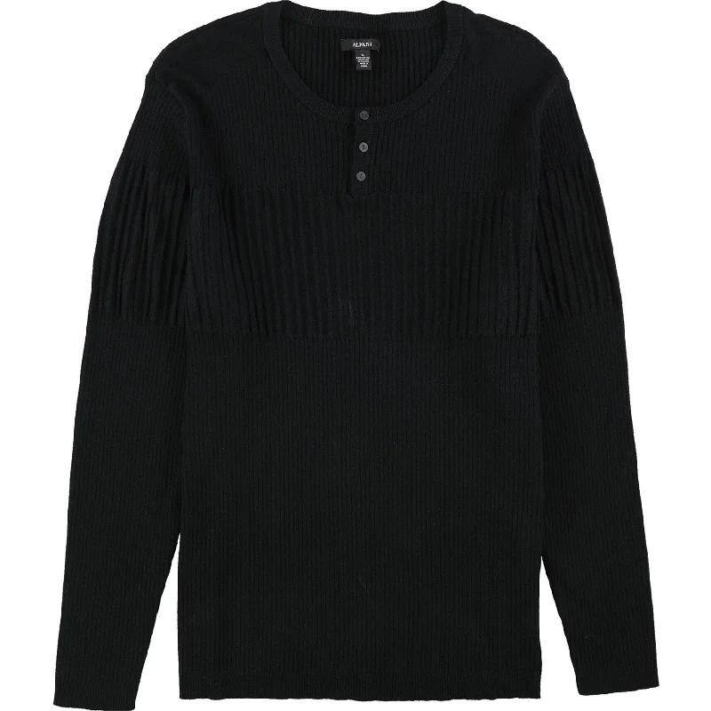Men's Sweaters with Appliqué DetailsAlfani Mens Ribbed Blocked Henley Sweater