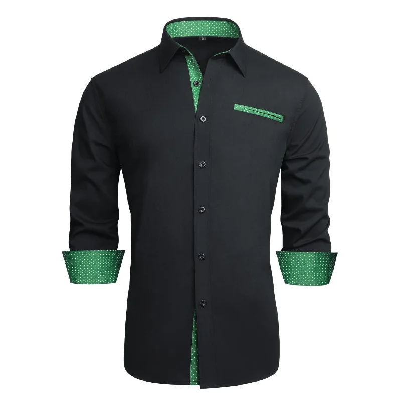 Men's Pattern-Clashing Shirts for Bold FashionMen's Patchwork Dress Shirt with Pocket - A-BLACK/GREEN Men's Pattern-Clashing Shirts for Bold FashionMen's Patchwork Dress Shirt with Pocket - A-BLACK/GREEN
