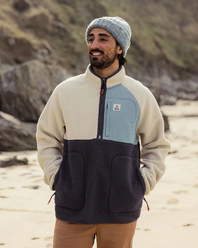 Luxurious Men's Cashmere CoatsOffgrid 2.0 1/2 Zip Recycled Sherpa Fleece - Oatmeal/Charcoal