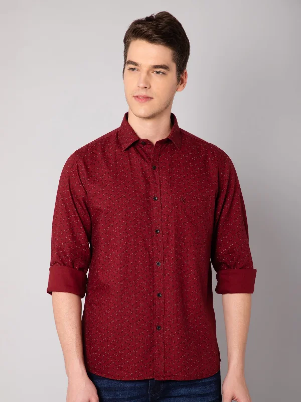 Men's Scoop Neck T-Shirts for a Relaxed FeelMen's Maroon Casual Floral Print Full Sleeve Shirt Men's Scoop Neck T-Shirts for a Relaxed FeelMen's Maroon Casual Floral Print Full Sleeve Shirt