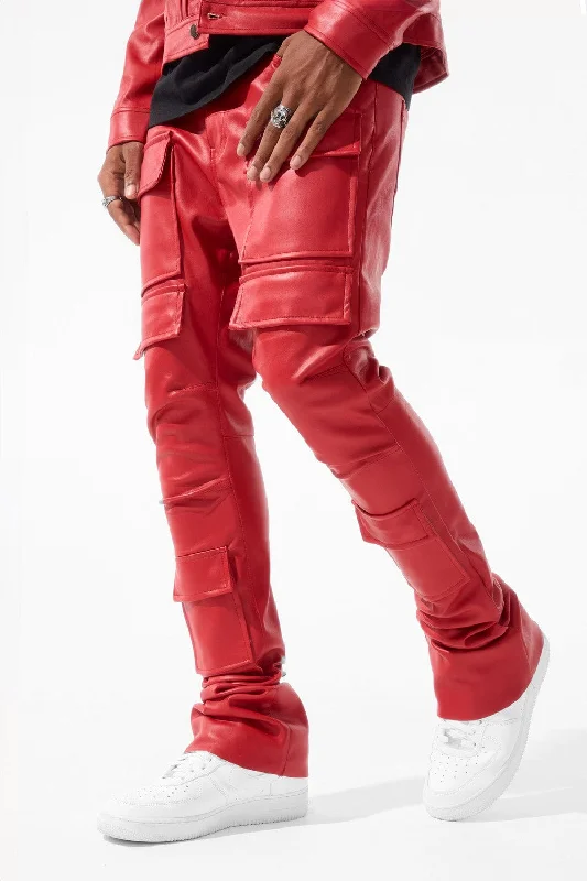 Men's Jeans with Elastic WaistbandsRoss Stacked - Thriller Cargo Pants (Red)