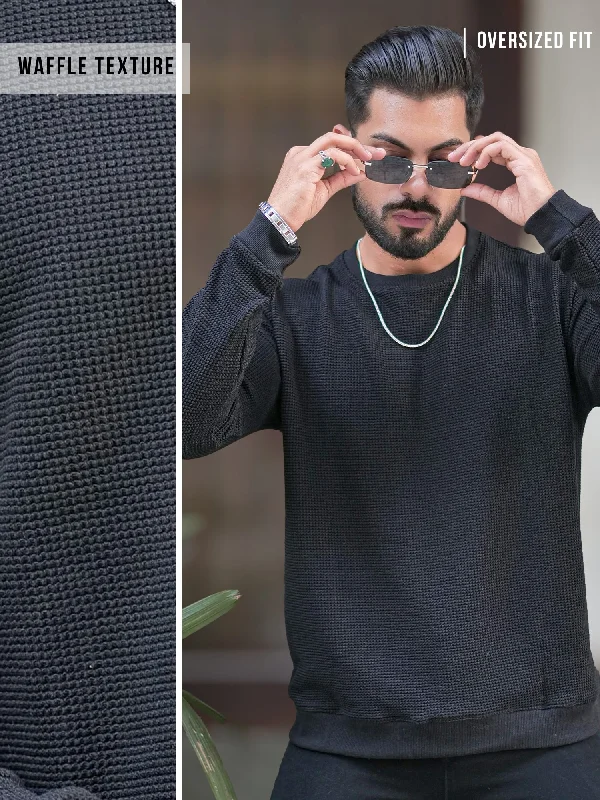 Men's Hoodies for Short MenHex Weave  Black Sweatshirt