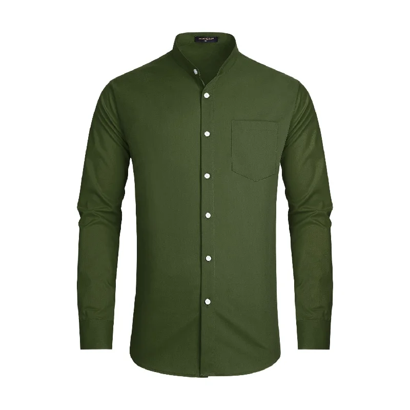 Men's Henley T-Shirts for a Casual TwistMen's Army Green Grandad Collar Shirt Wedding Regular Fit with Pocket Men's Henley T-Shirts for a Casual TwistMen's Army Green Grandad Collar Shirt Wedding Regular Fit with Pocket