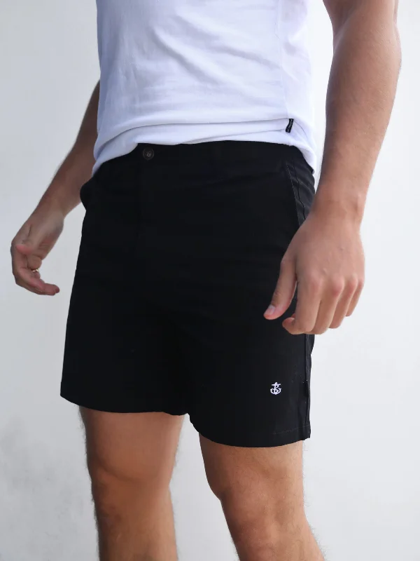 Men's Pants with Adjustable WaistbandsStretch Chino Shorts - Black