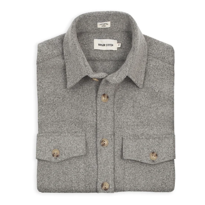 Men's Coats with Down InsulationThe Maritime Shirt Jacket in Ash Melton Wool