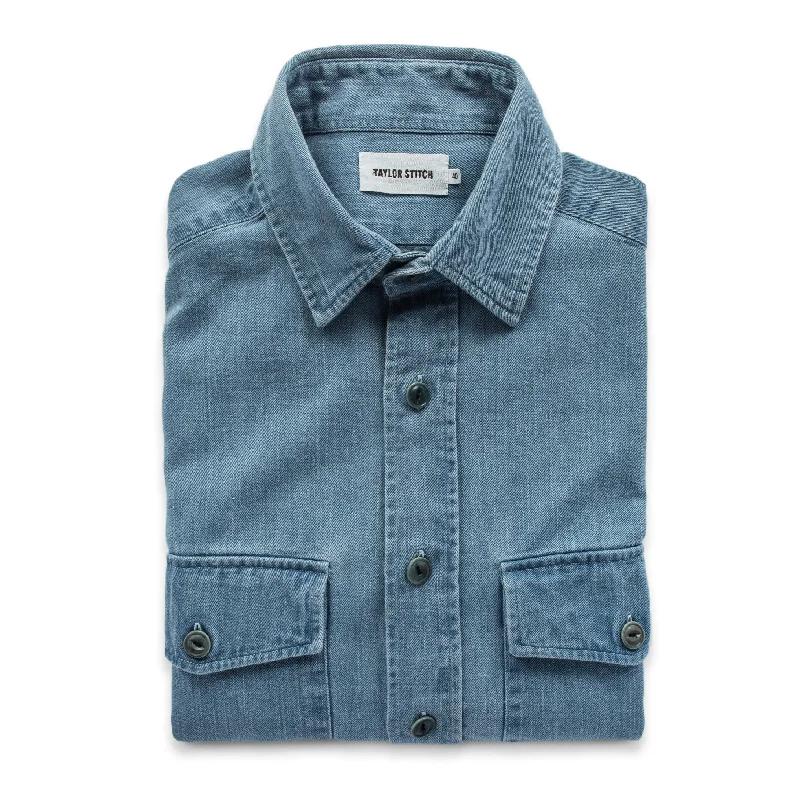 Men's Coats with Quick-Dry FabricThe Maritime Shirt Jacket in Sun Bleached Indigo