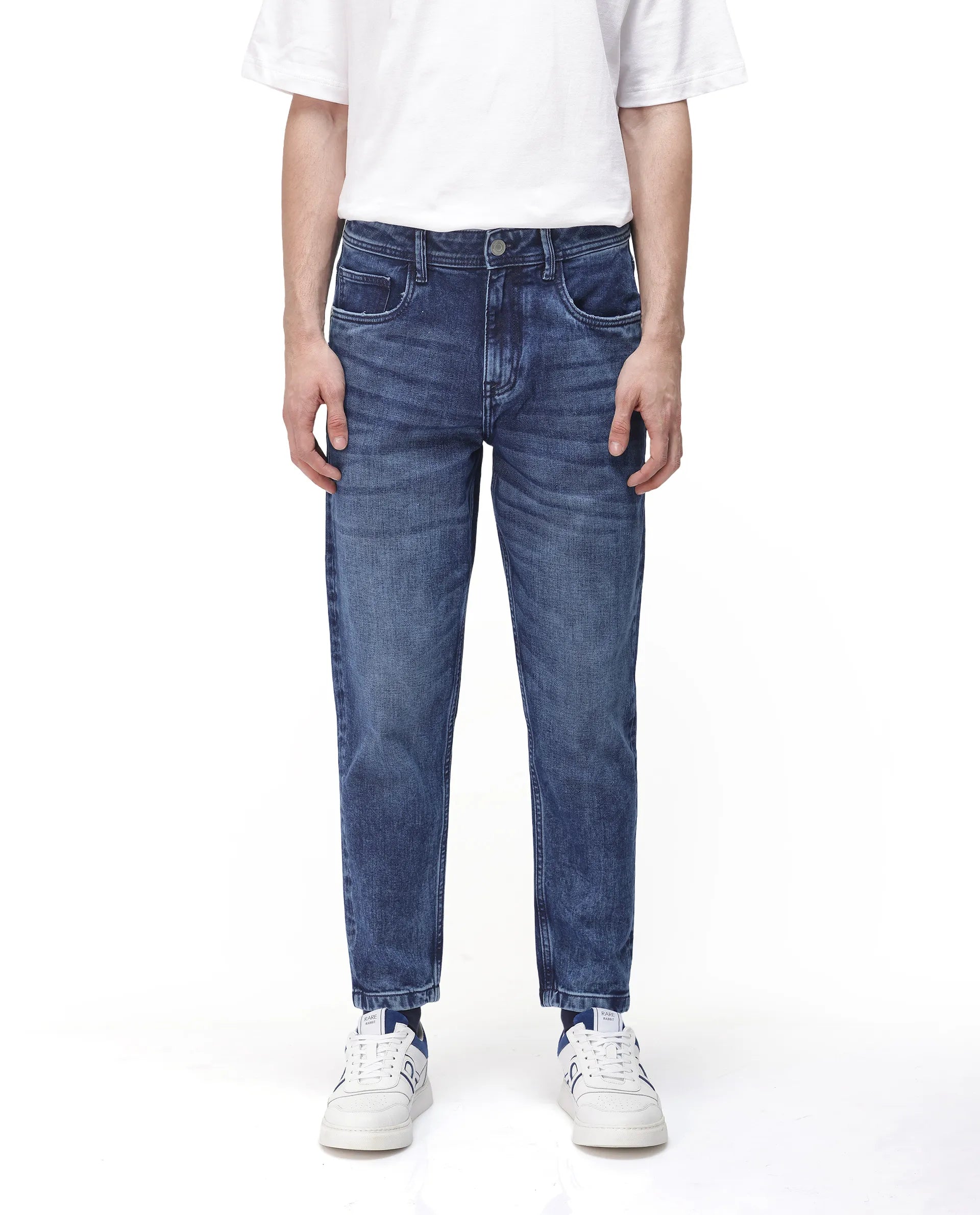 Men's Skinny JeansRare Rabbit Men's Sam-2 Dusky Blue Cotton Fabric Button And Zip Closure Plain Jeans Men's Skinny JeansRare Rabbit Men's Sam-2 Dusky Blue Cotton Fabric Button And Zip Closure Plain Jeans