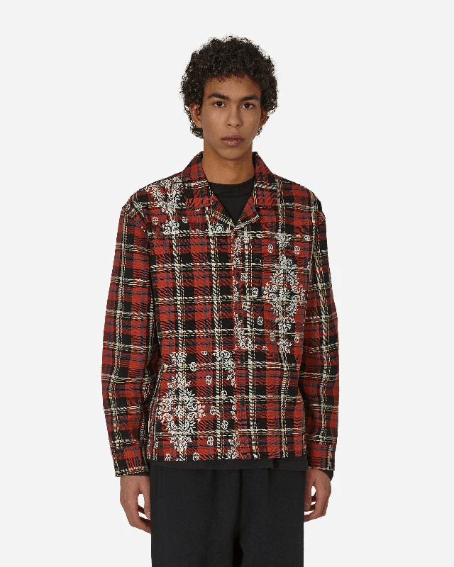 Men's Unique Dress Shirts for a Statement LookPaisley Printed Flannel Shirt Red