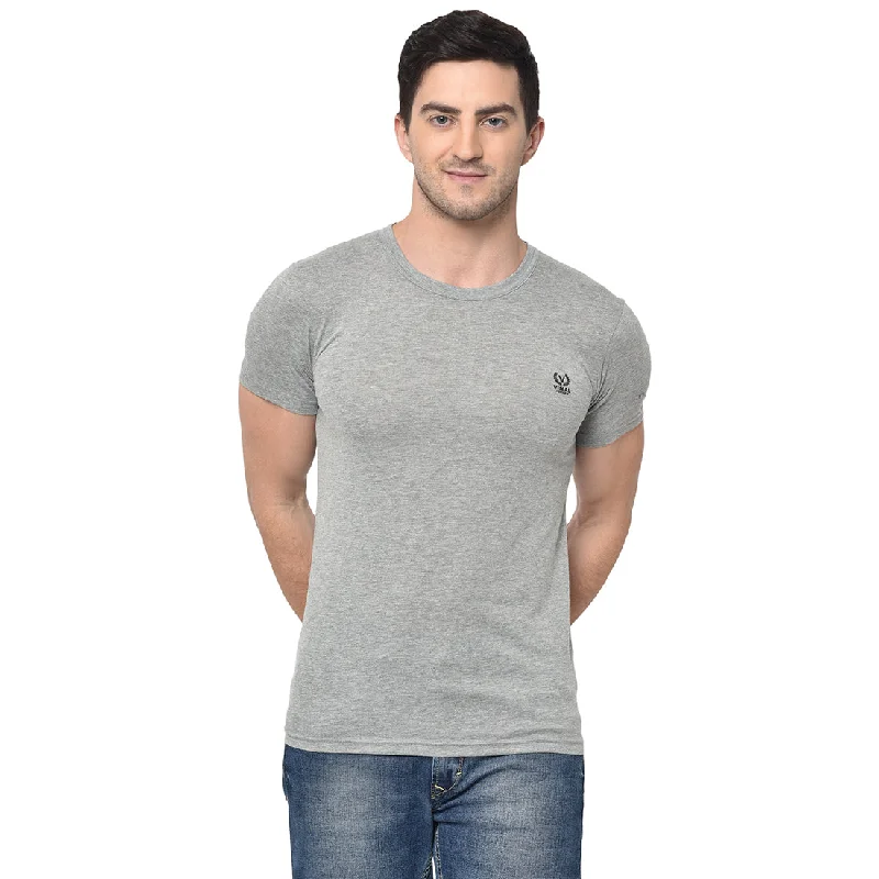 Men's Shirts with High NecksMack Jonney Round Neck Silver T-shirt For Men's