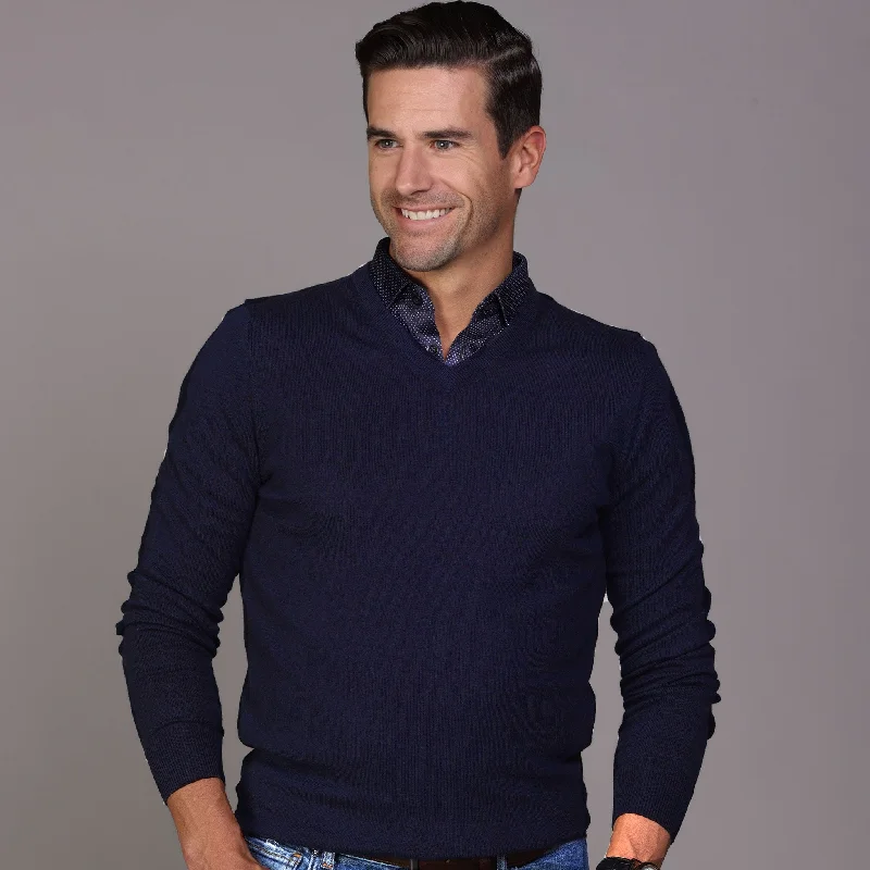 Men's Sweaters with Set-In SleevesNavy Luxury Touch Cotton and Cashmere V-Neck Sweater Men's Sweaters with Set-In SleevesNavy Luxury Touch Cotton and Cashmere V-Neck Sweater
