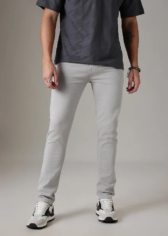 Winter Men's JeansLight Grey Slim Fit Denim